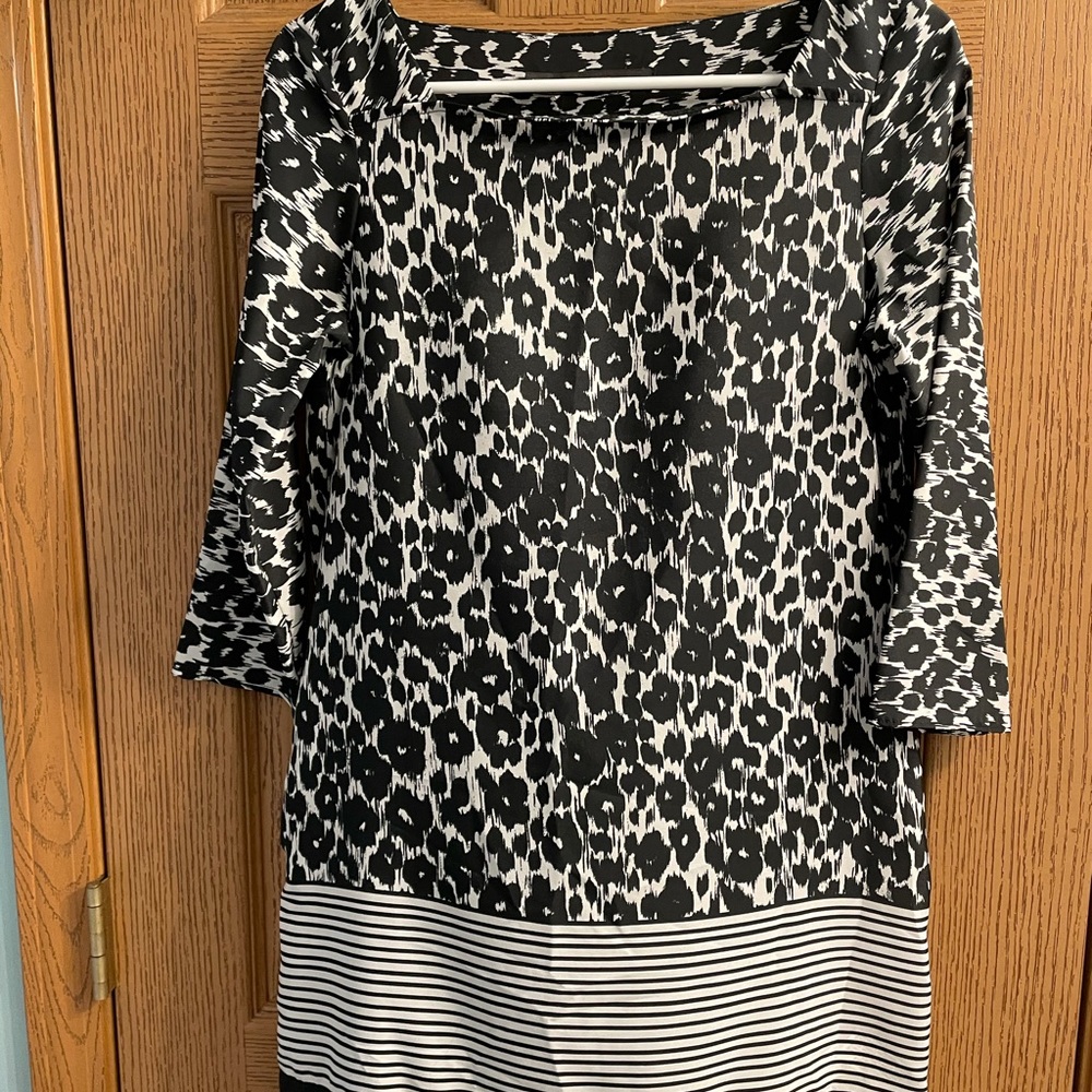 Zara Black and White Animal Print Midi Dress